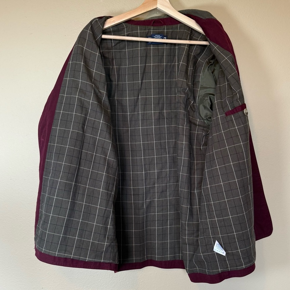 Lands' End Burgundy Plaid Chore Utility Jacket Size Large - Picture 3 of 5